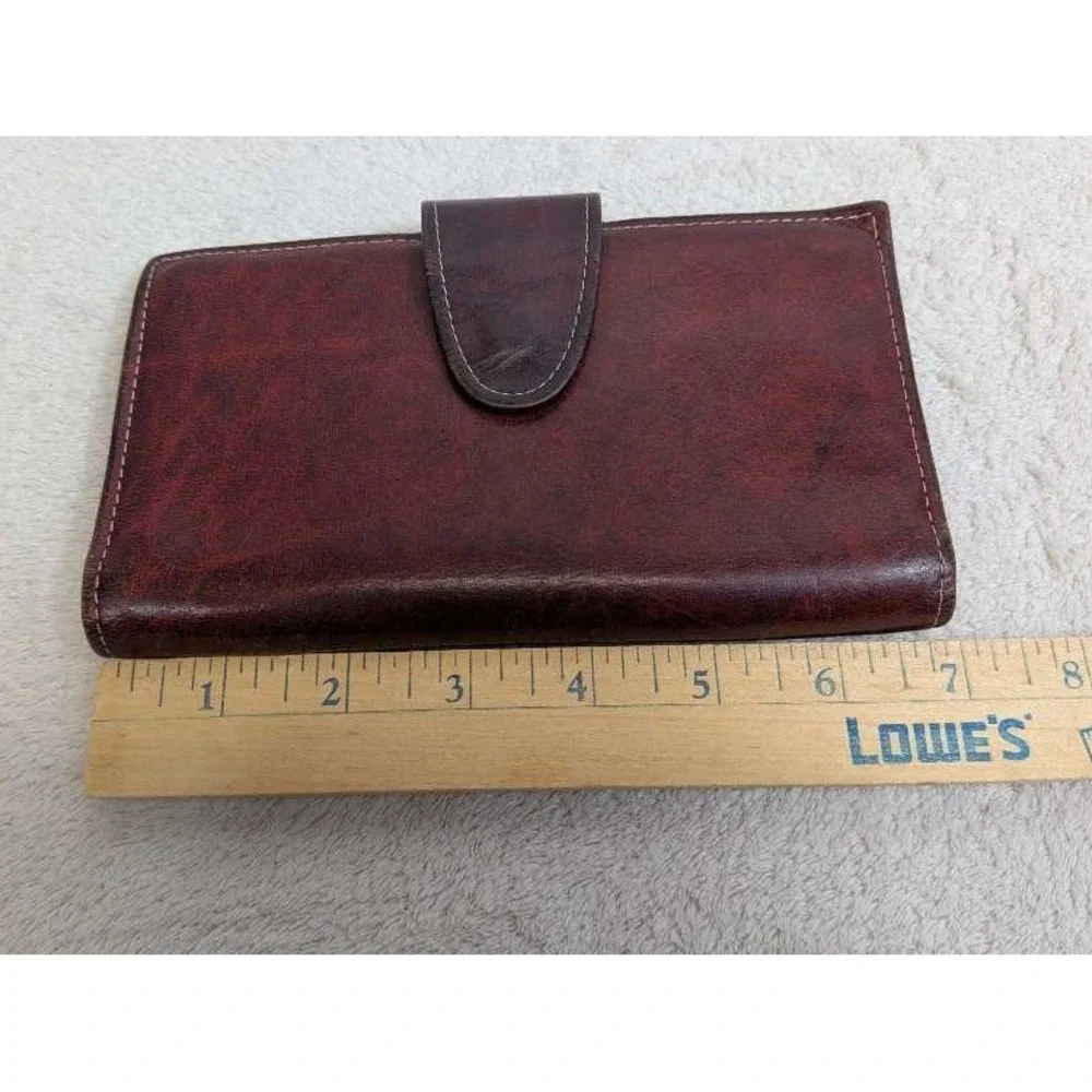 Royal Crest Leather Cowhide Clutch‎ Wallet Coin Purse Burgundy Women's